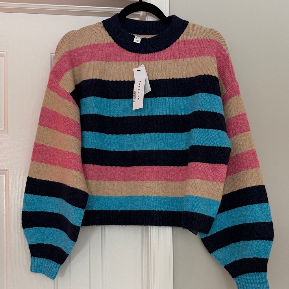 Topshop Colorful Striped Crew Neck Sweater